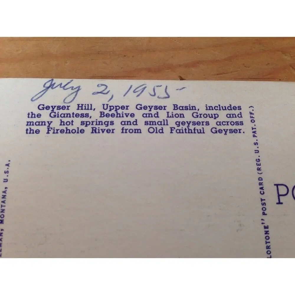 Vintage White Border Haynes Geyser Hill Upper Basin Yellowstone National Park WY